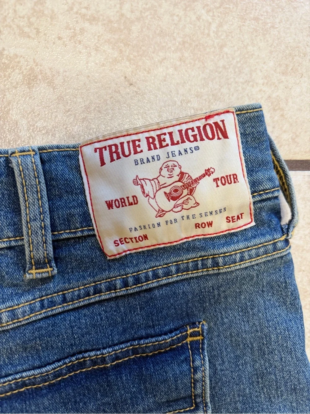 True Religion Geno Relaxed Slim Jeans Men’s Blue Flap Pocket Stretch Denim